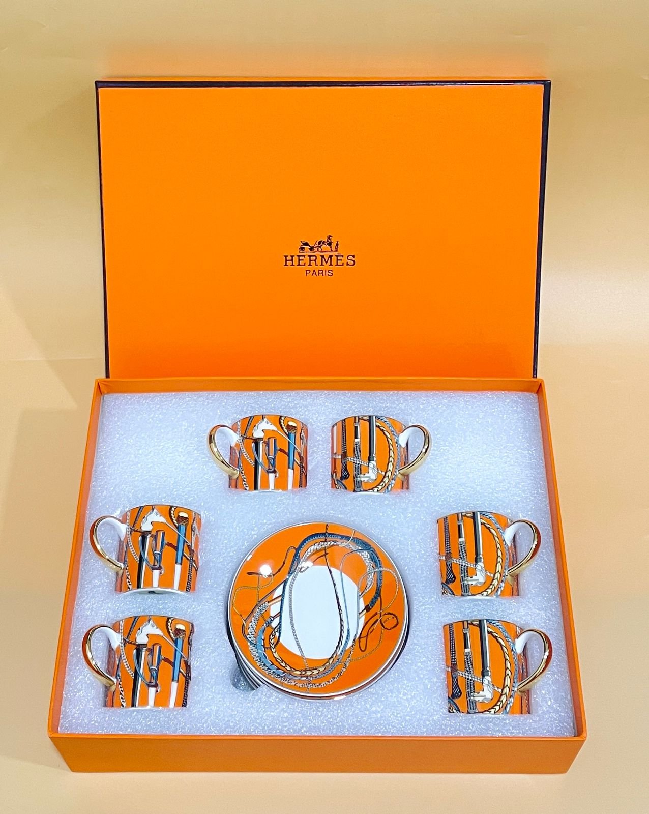 Turkish coffee from Hermes Orange color - Hermes Turkish Coffee Cups | Aleppo Gift UAE